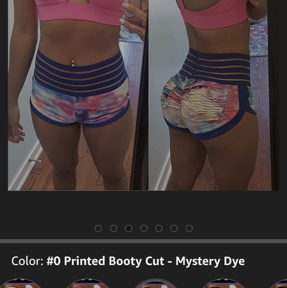 WOMENS runched butt lifting Athletic Shorts Worn ONCE Tye dye Print